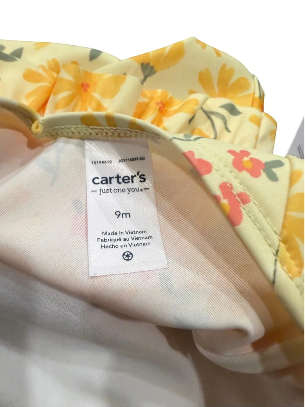 NWT 9M Carter's Just One You Baby Girls' Floral Ruffle Waist One Piece Swimsuit
